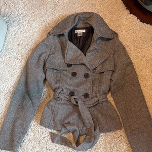 Women's brown cream large jacket dress coat fits medium like new